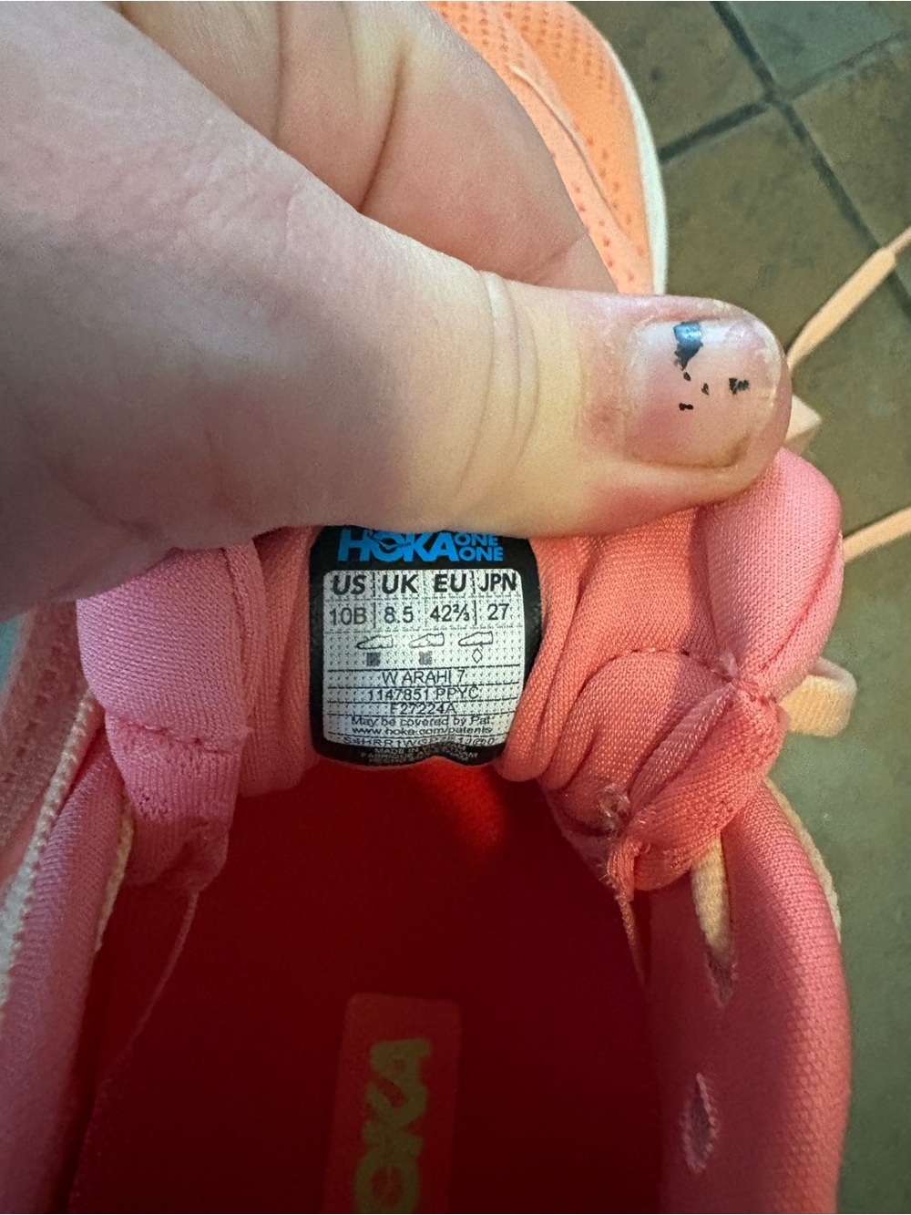 Hoka Women’s Coral and Pink Athletic Sneakers - Picture 6 of 6